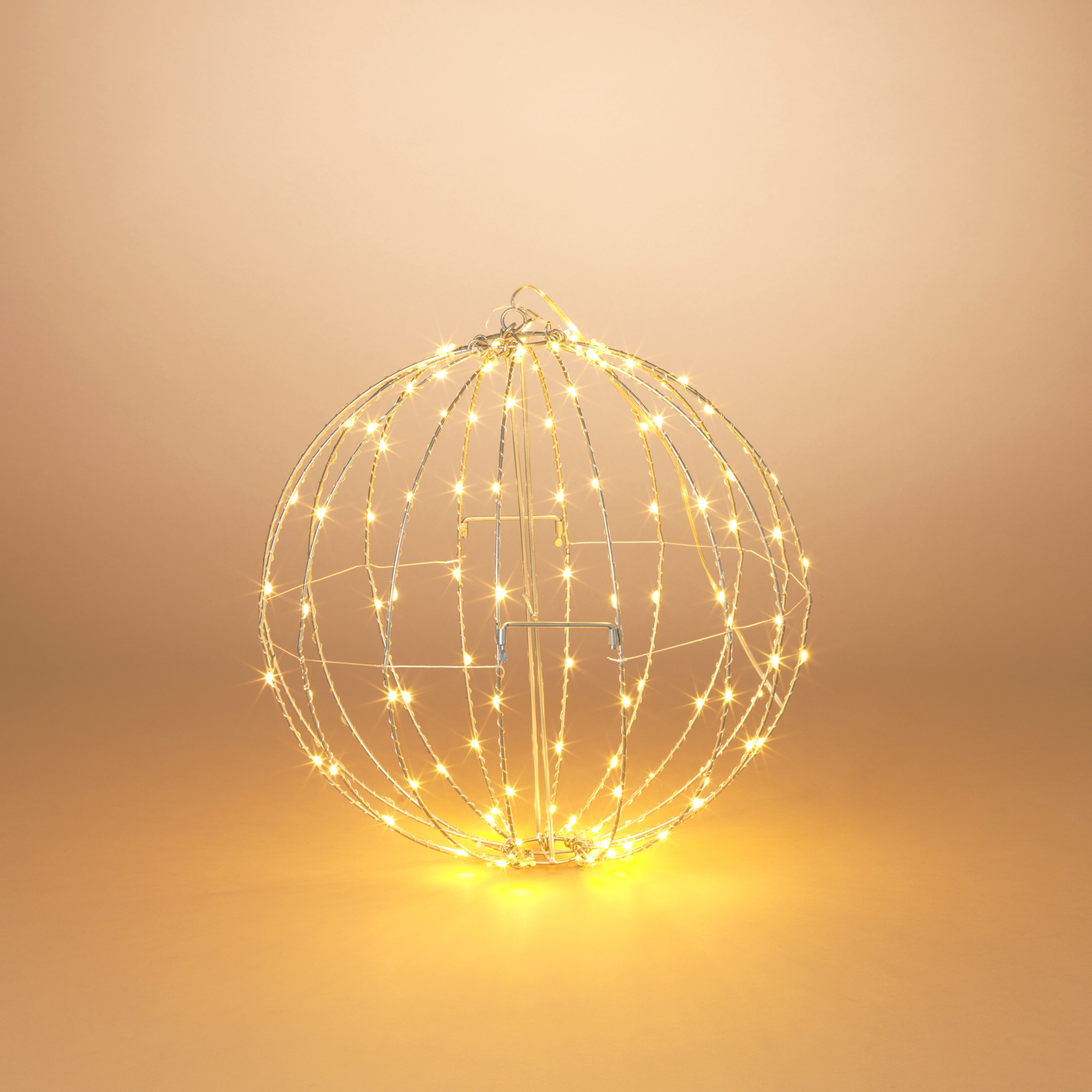 17 in Whimsical Lighted Metal Sphere, Warm White Micro LEDs